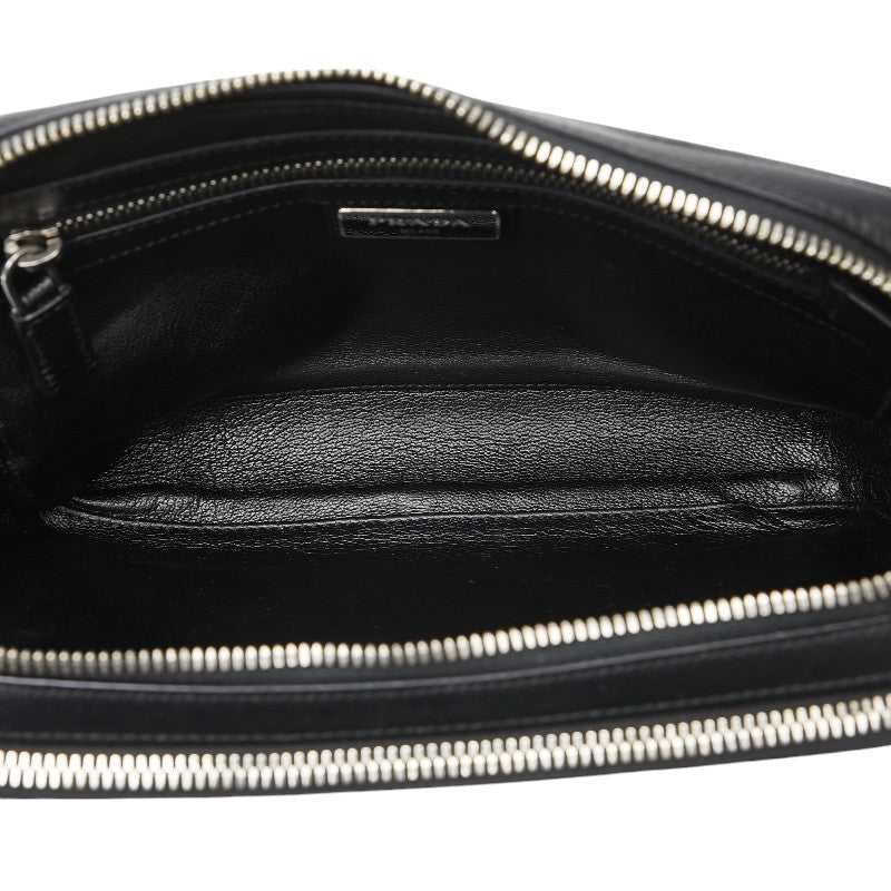 Prada Leather Triangle Logo Clutch Bag