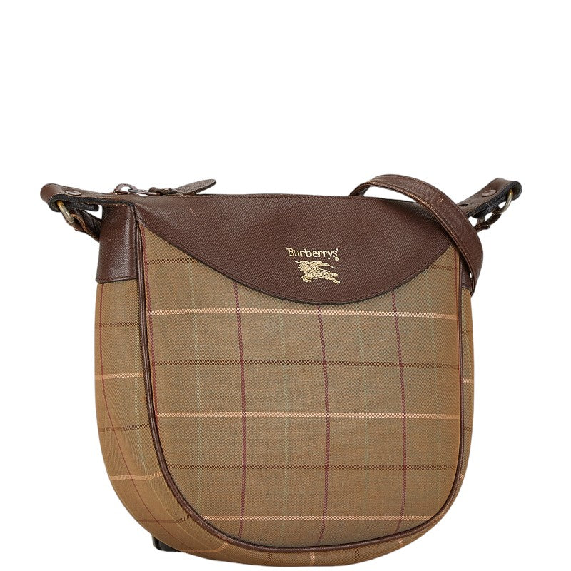 Burberry Canvas Leather Check Shoulder Bag in Very Good Condition