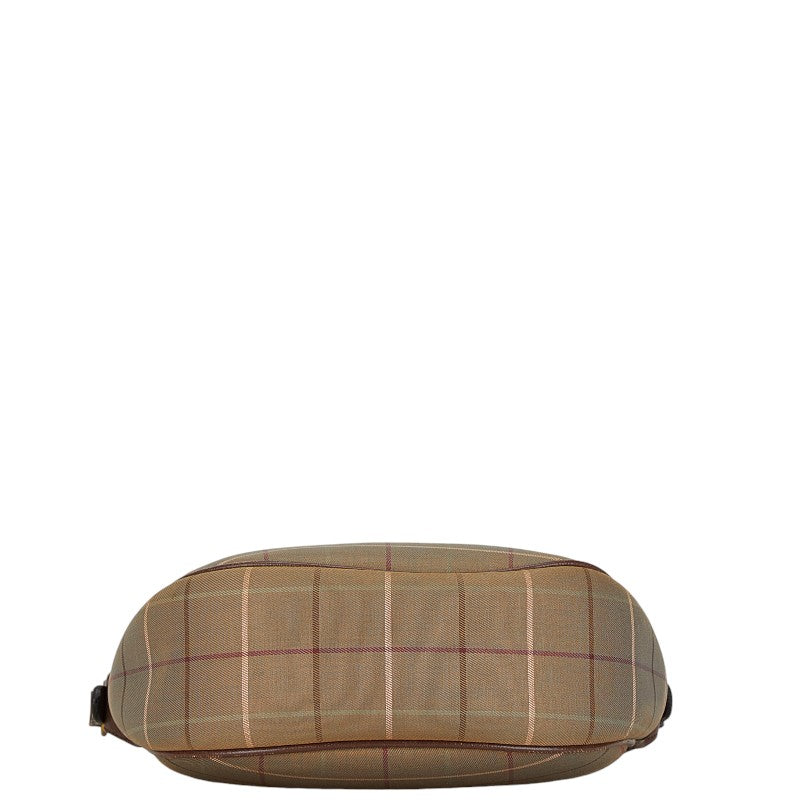 Burberry Check Canvas Leather Shoulder Bag