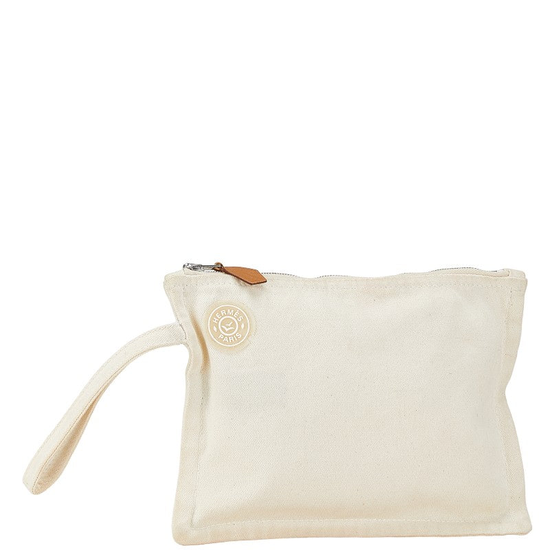 Hermes Canvas Leather Logo Pouch