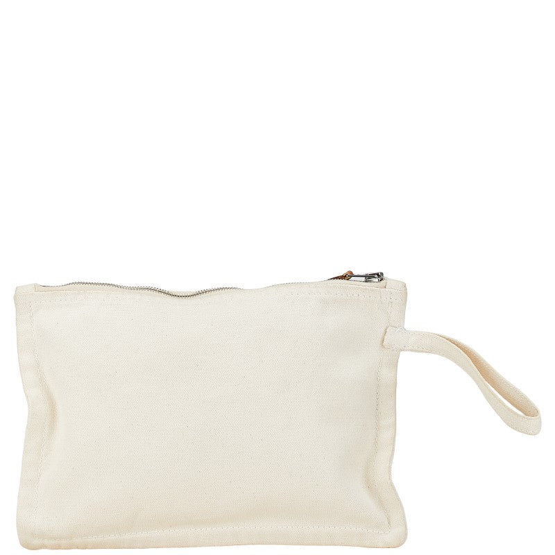 Hermes Canvas Leather Logo Pouch