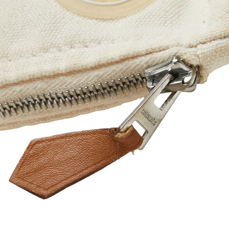 Hermes Canvas Leather Logo Pouch