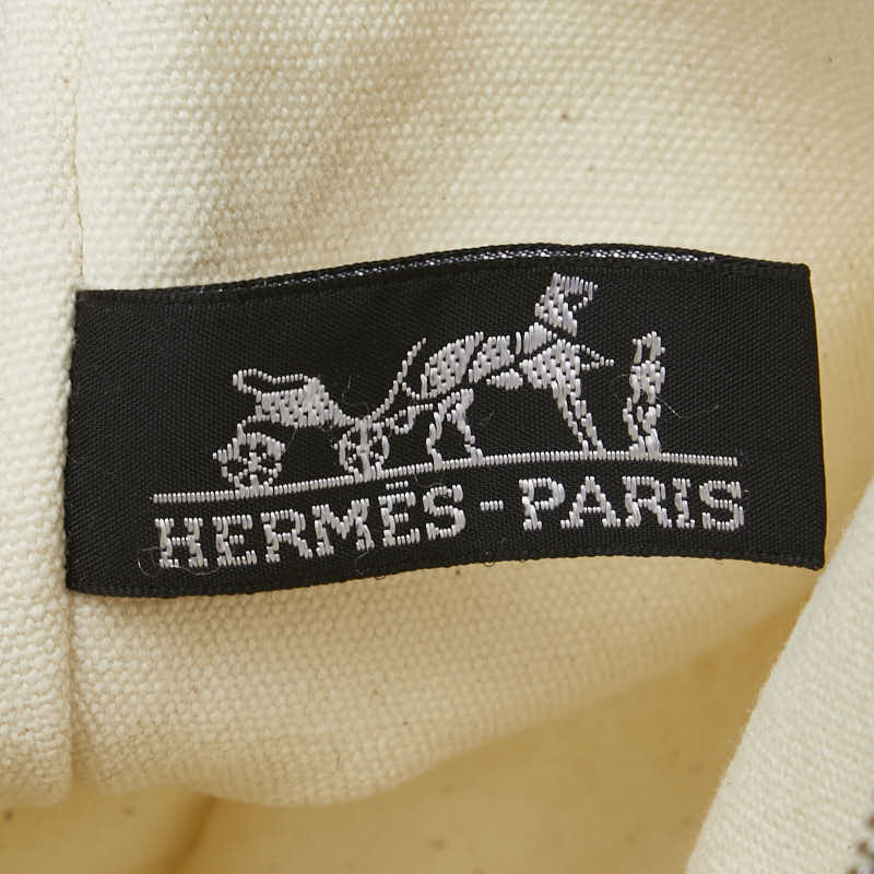 Hermes Canvas Leather Logo Pouch