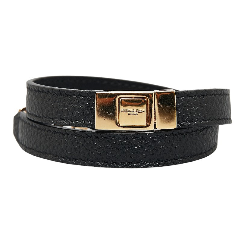 Yves Saint Laurent YSL Logo Leather Bracelet in Very Good Condition