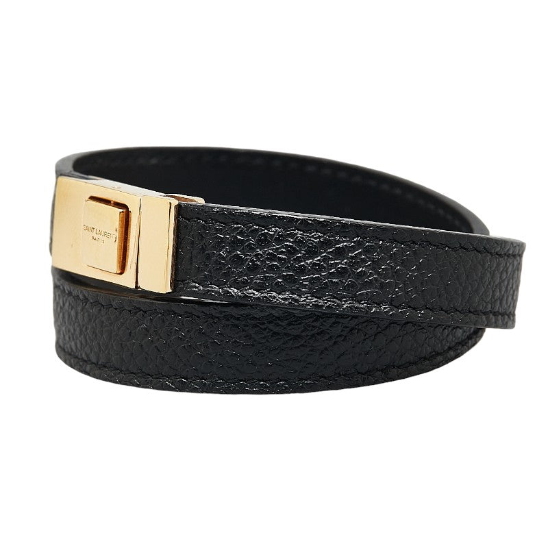 Yves Saint Laurent YSL Logo Leather Bracelet in Very Good Condition