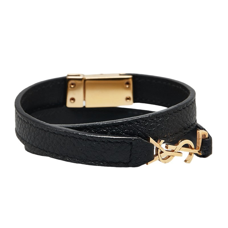 Yves Saint Laurent YSL Logo Leather Bracelet in Very Good Condition