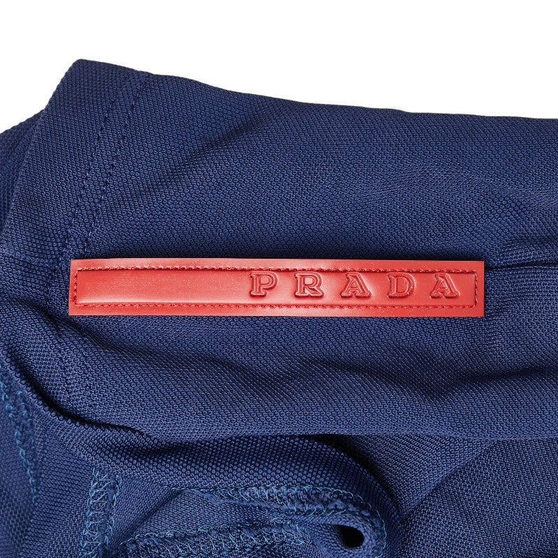 Prada Rayon Nylon Logo Top Navy M in Very Good Condition