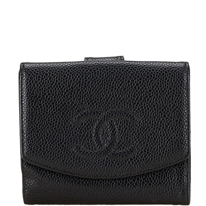 Chanel Caviar Skin Compact Wallet A13496 in Very Good Condition