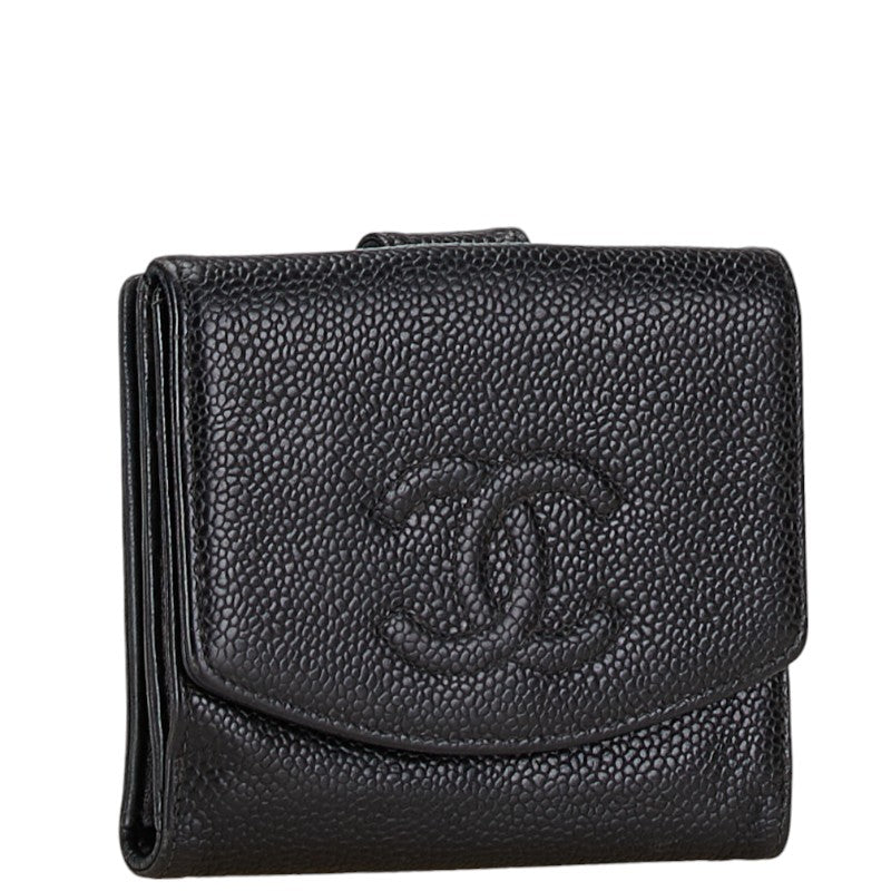 Chanel Caviar Skin Compact Wallet A13496 in Very Good Condition