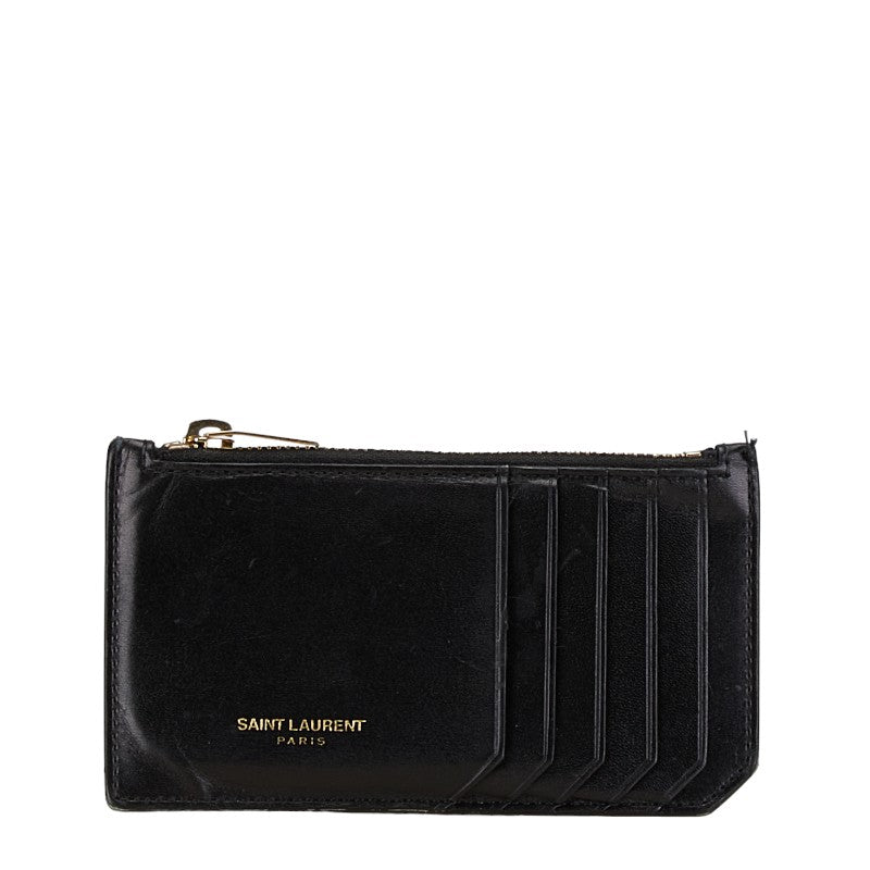 Yves Saint Laurent Leather Fragment Zip Card Case in Very Good Condition