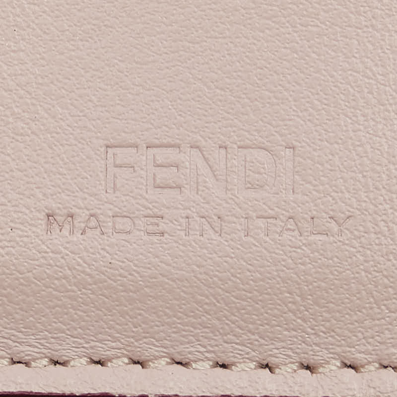 Fendi Leather Studded Bifold Wallet Beige Pink