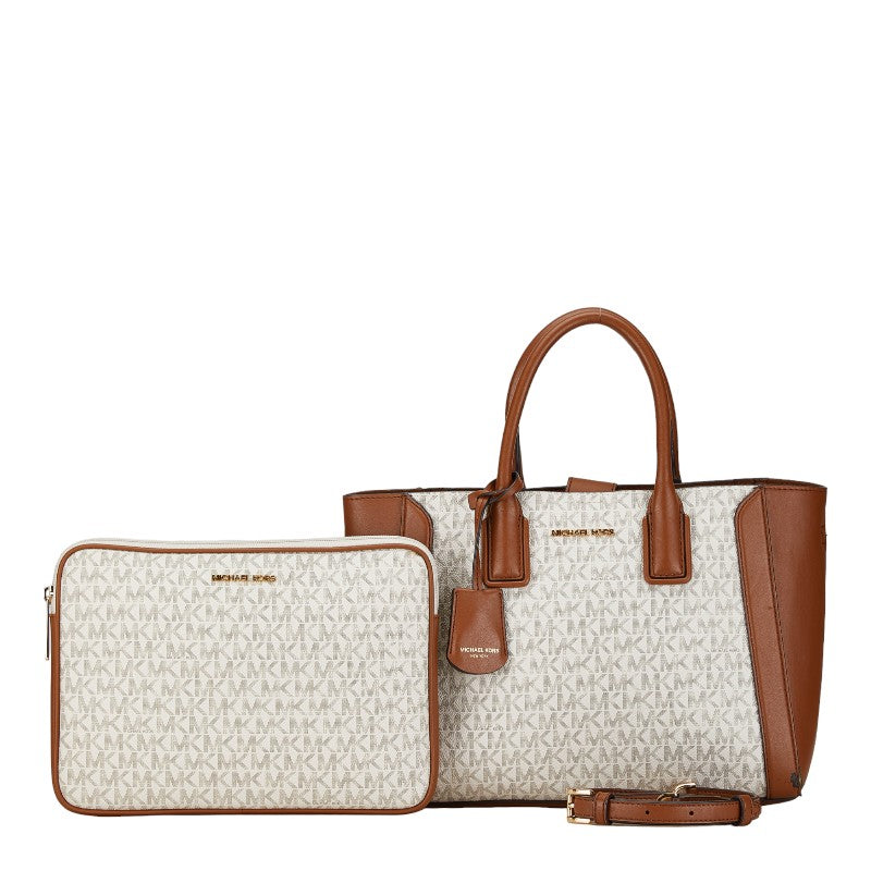 Michael Kors Monogram 2WAY Handbag White Brown