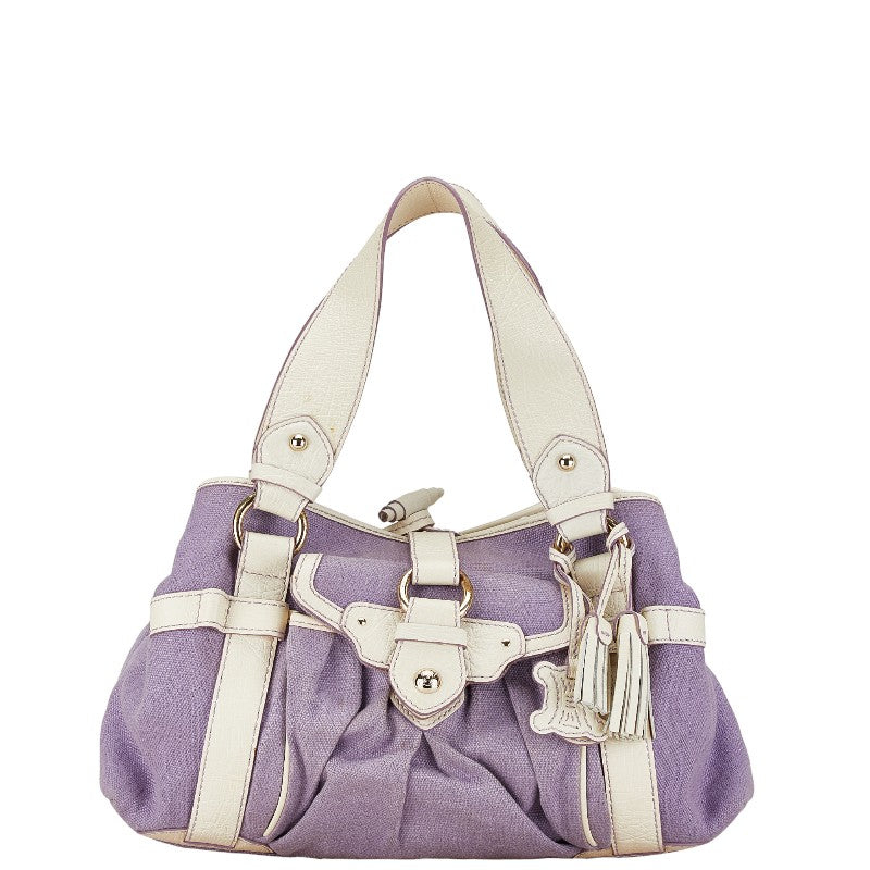 Celine Canvas Leather Handbag Purple White in Very Good Condition