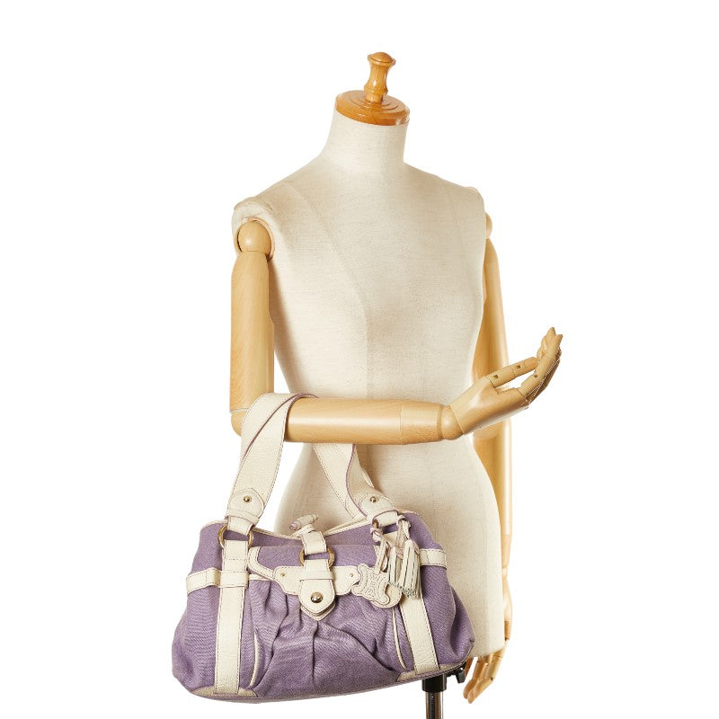 Celine Canvas Leather Handbag Purple White