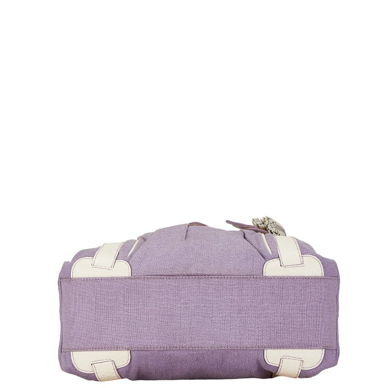 Celine Canvas Leather Handbag Purple White