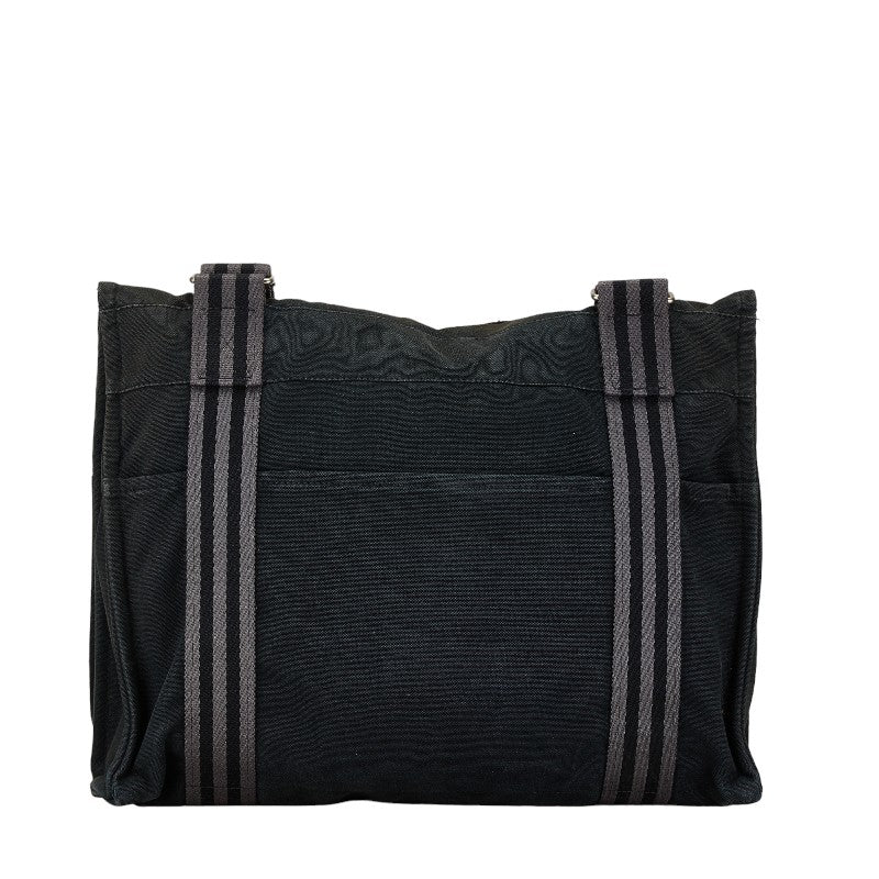 Hermes Canvas Herline Bass MM Messenger Bag Black