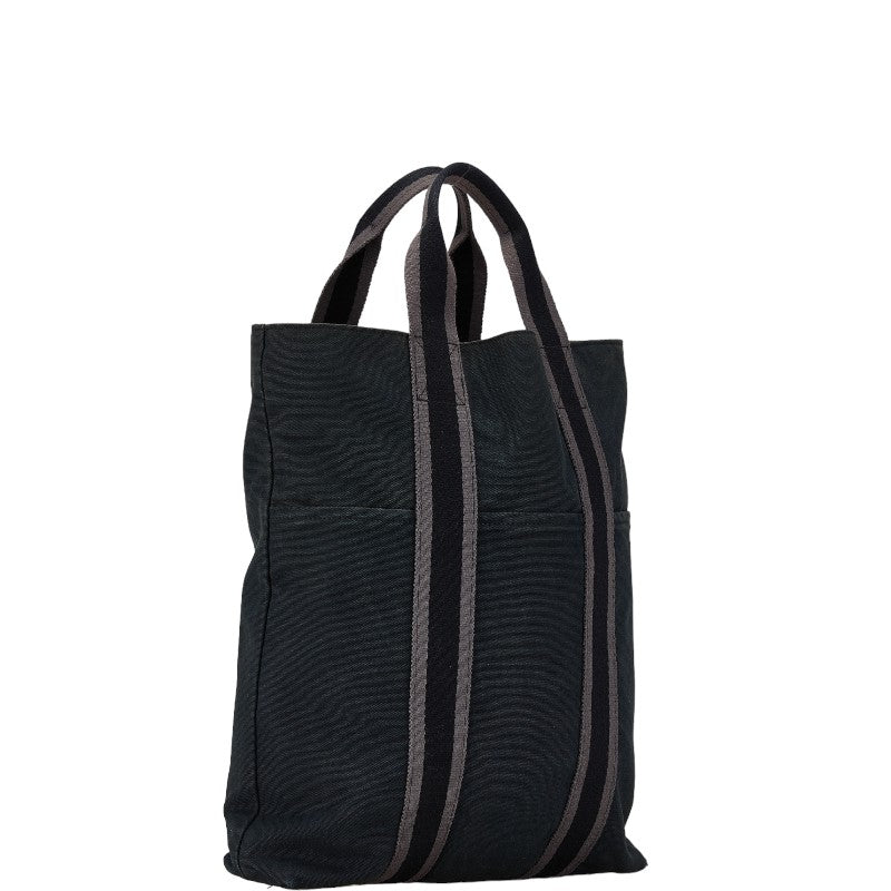 Hermes Canvas Cabas Tote Bag Black Gray