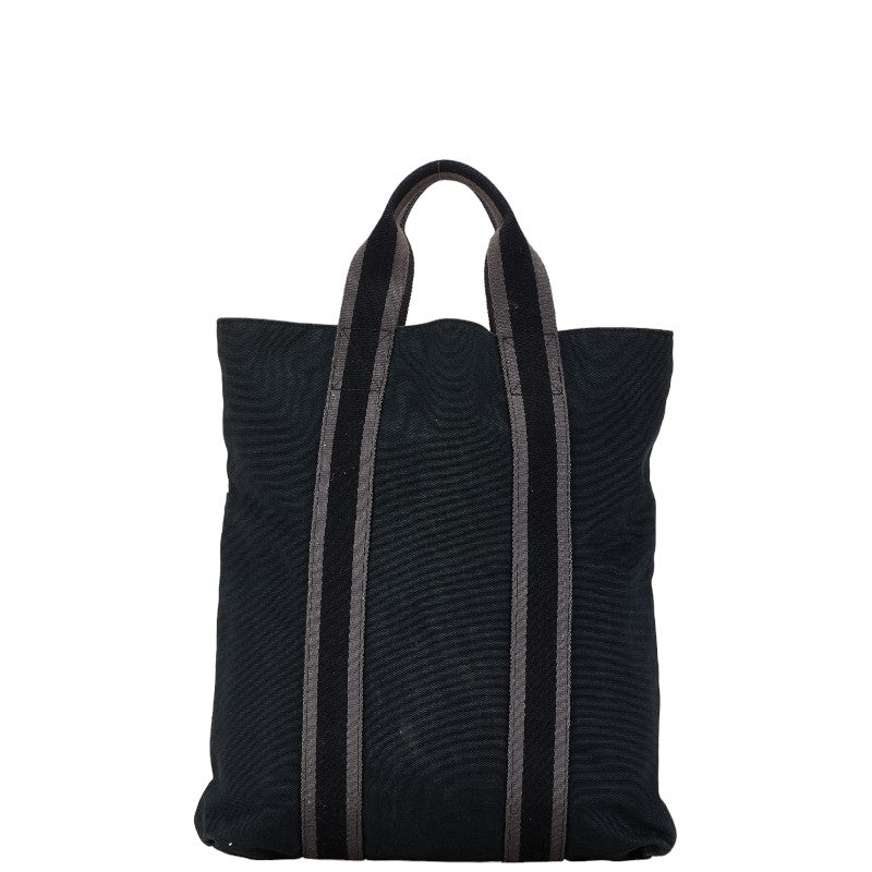 Hermes Canvas Cabas Tote Bag Black Gray