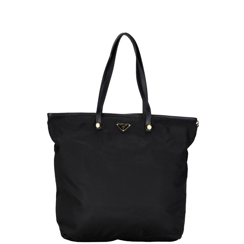 Prada Nylon Leather Logo Tote Bag