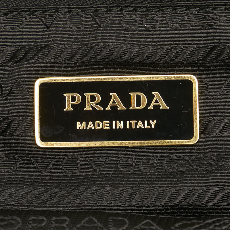 Prada Nylon Leather Logo Tote Bag