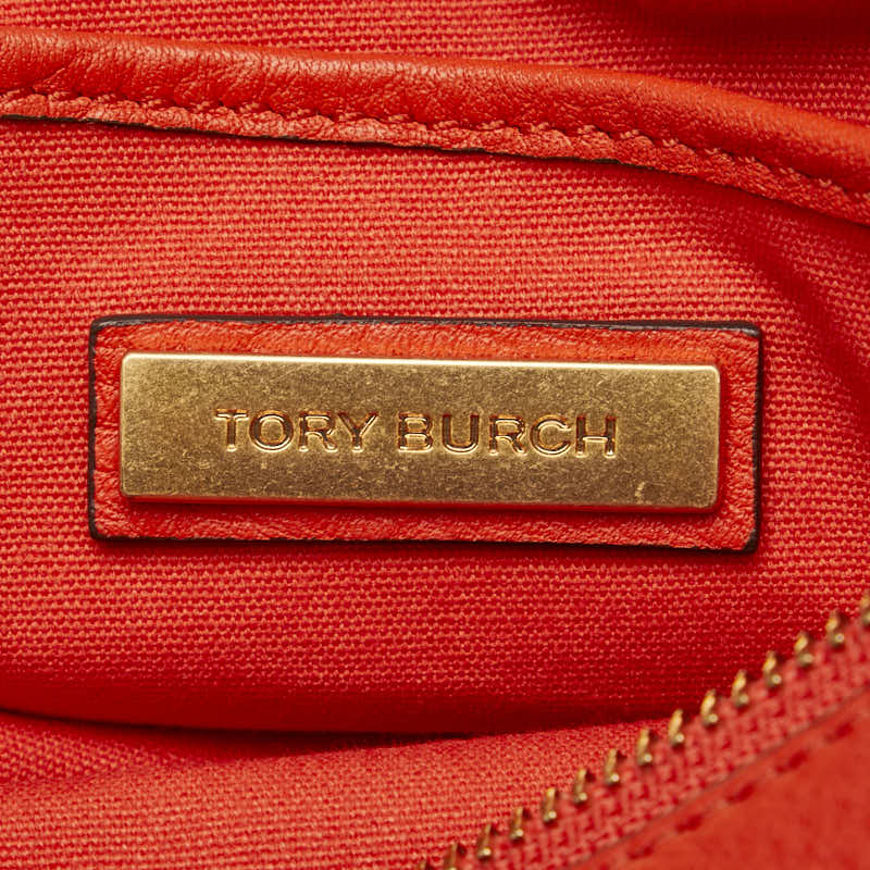 Tory Burch Leather Logo Shoulder Bag Orange