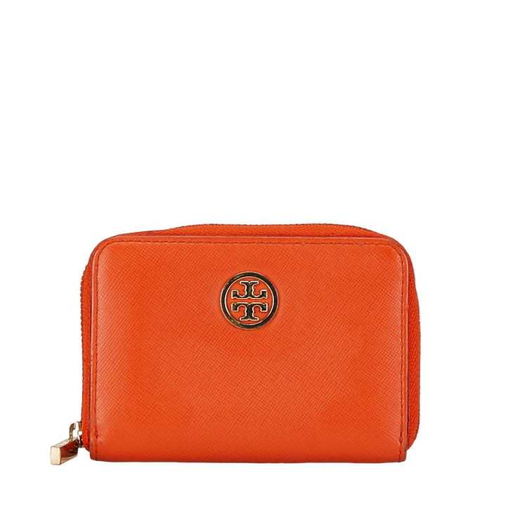 Tory Burch Leather Coin and Key Case, Orange