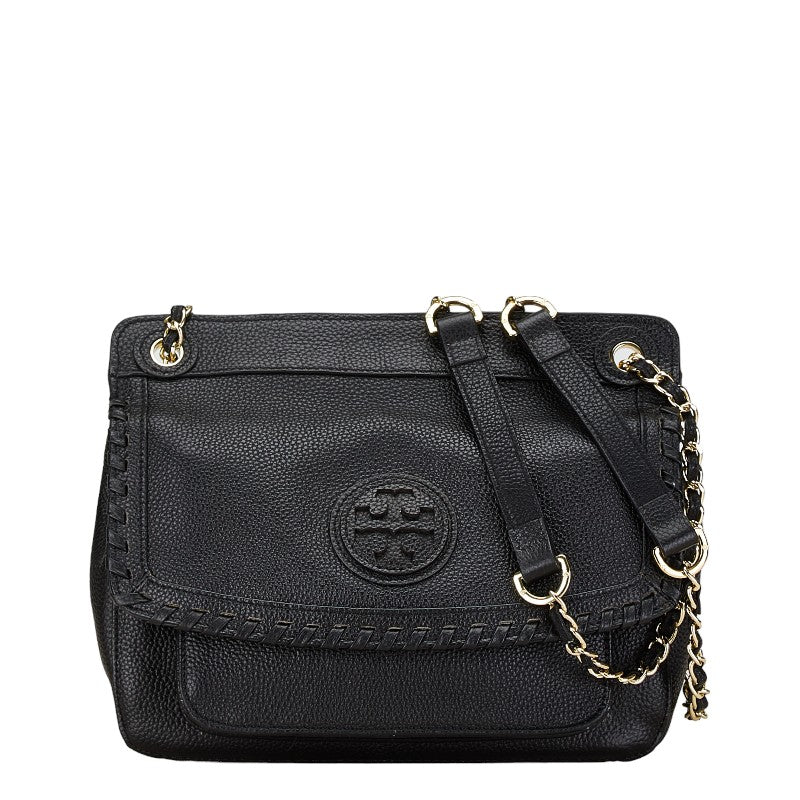 Tory Burch Leather Chain Shoulder Handbag Black in Very Good Condition