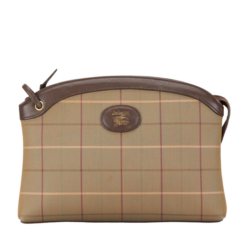 Burberry Check Canvas Leather Clutch Bag in Very Good Condition