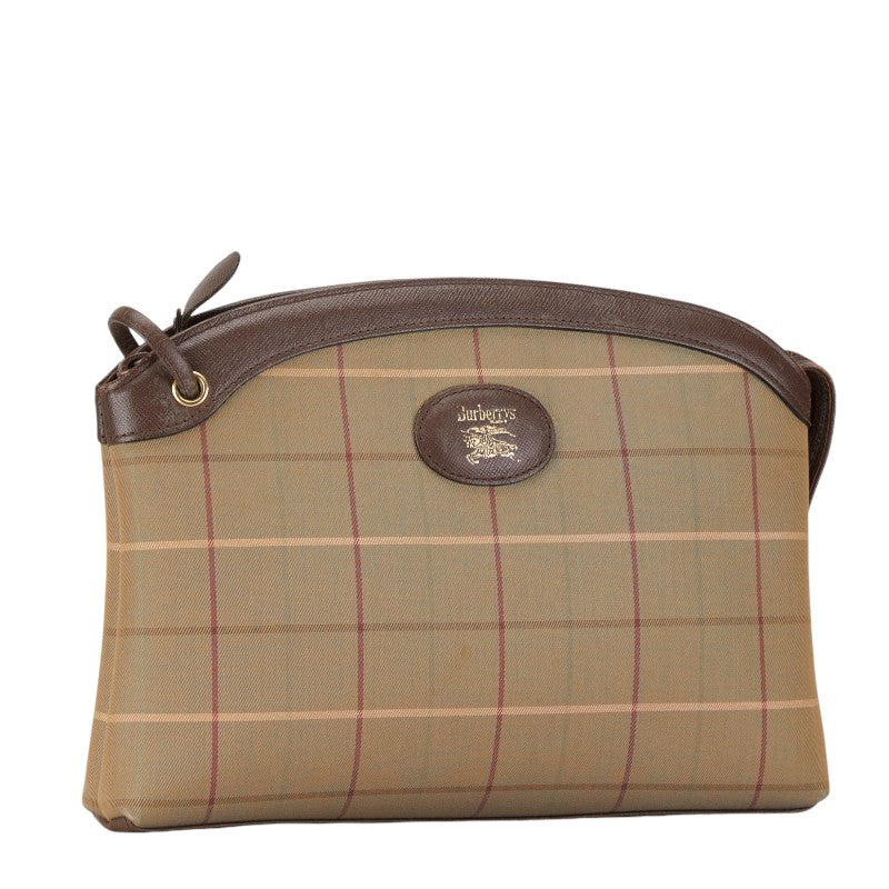 Burberry Check Canvas Leather Clutch Bag in Very Good Condition