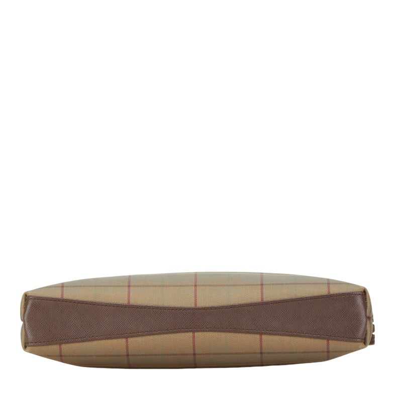 Burberry Check Canvas Leather Clutch Bag in Very Good Condition