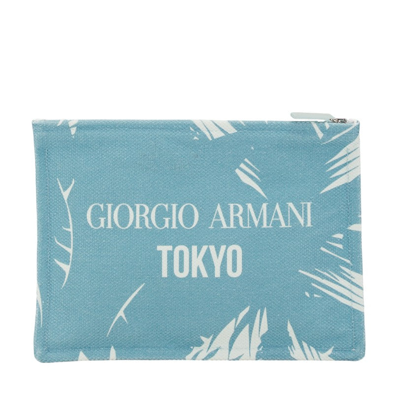 Giorgio Armani Cotton Clutch Bag Light Blue White in Great Condition