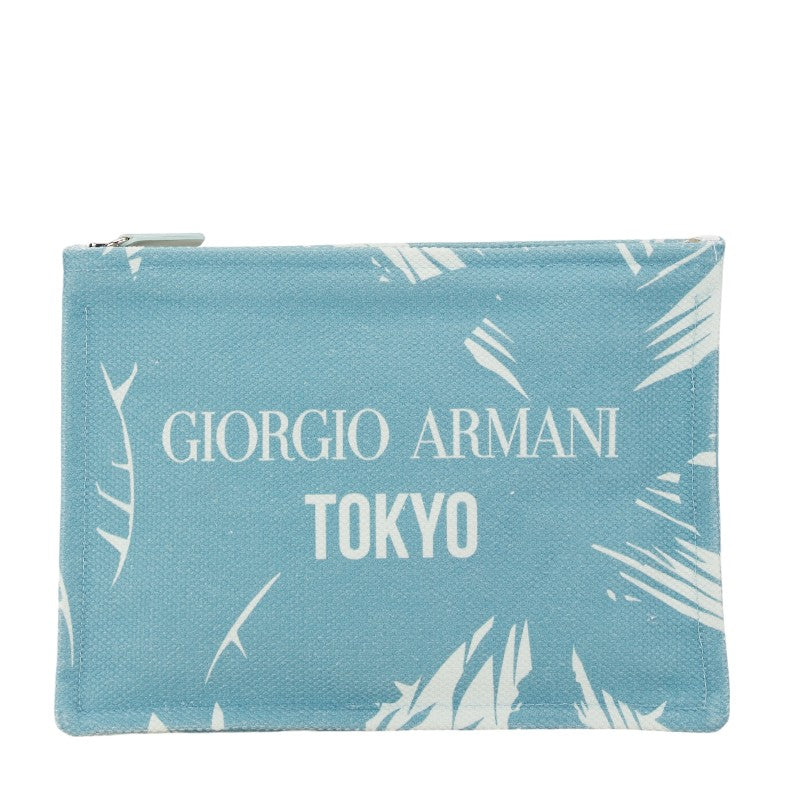 Giorgio Armani Cotton Clutch Bag Light Blue White in Great Condition