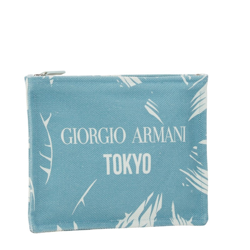 Giorgio Armani Cotton Clutch Bag Light Blue White in Great Condition