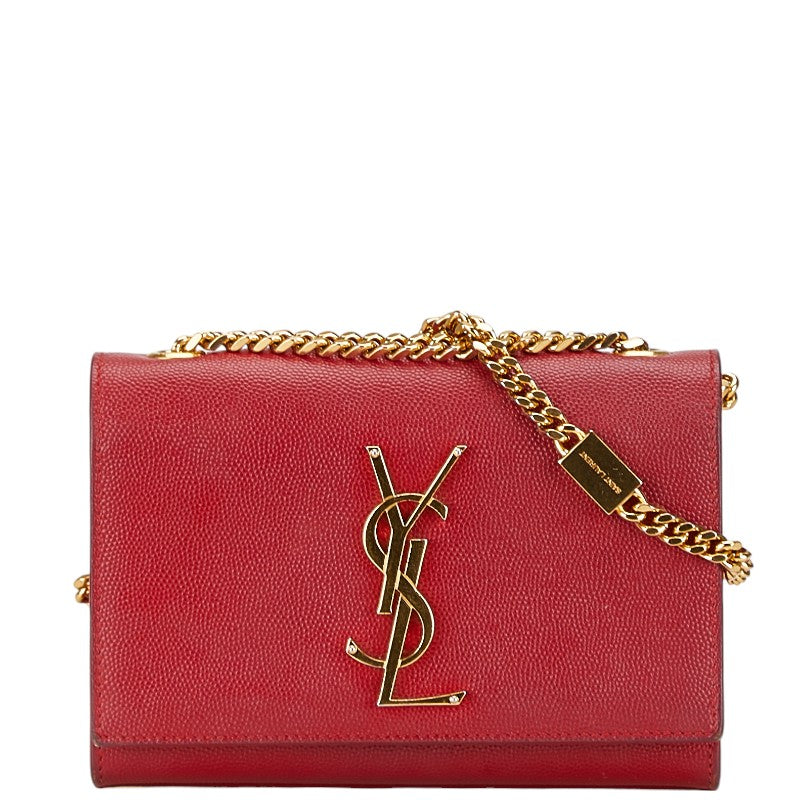 Yves Saint Laurent Kate Chain Shoulder Bag Red Leather