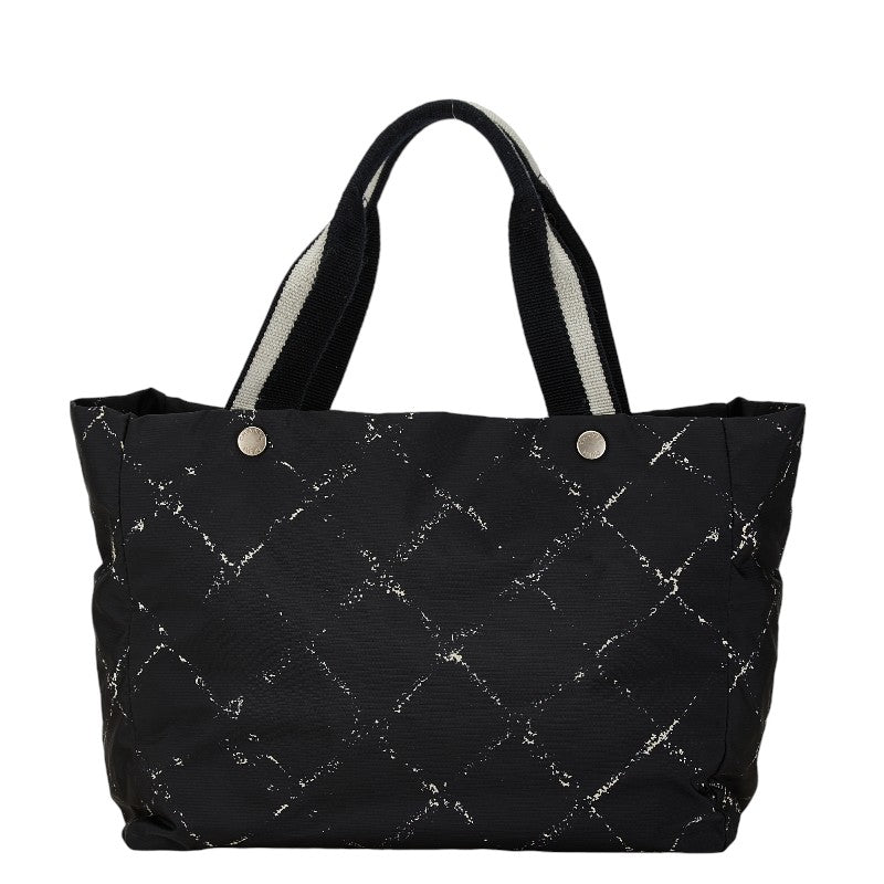 Chanel Nylon Travel Line Tote Bag MM Black in Very Good Condition