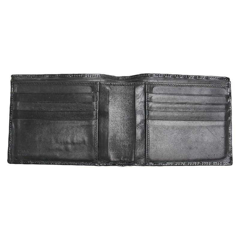 Prada Croc Embossed Bifold Wallet Black