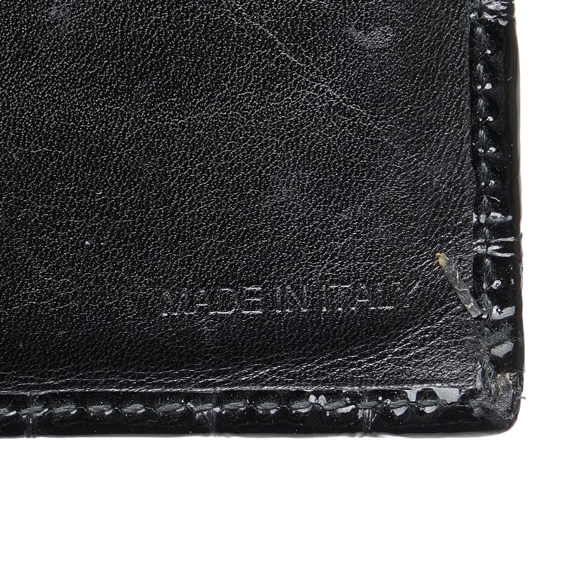 Prada Croc Embossed Patent Leather Bifold Wallet Black in Very Good Condition