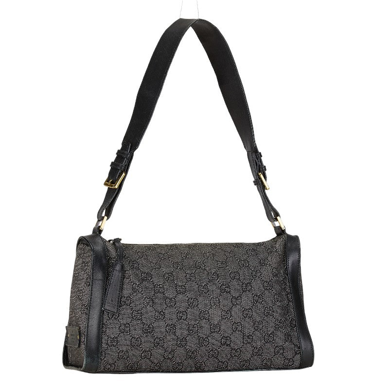 Gucci GG Canvas One Shoulder Bag 92706 Black Leather in Very Good Condition