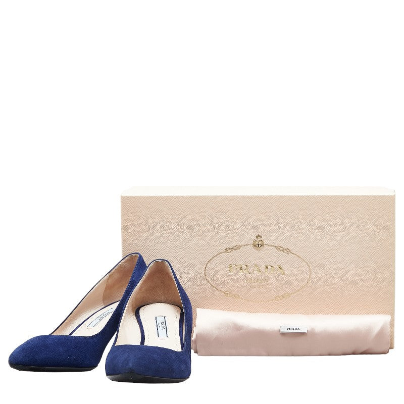 Prada Blue Suede Heel Pumps for Women in Very Good Condition