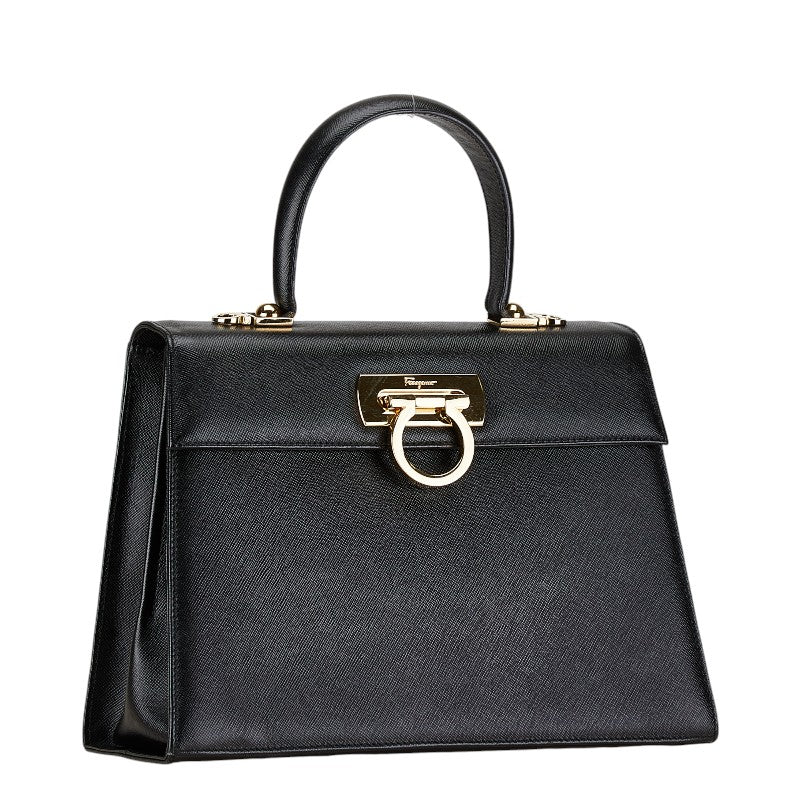 Salvatore Ferragamo Gancini Leather 2WAY Handbag AF-21 2181