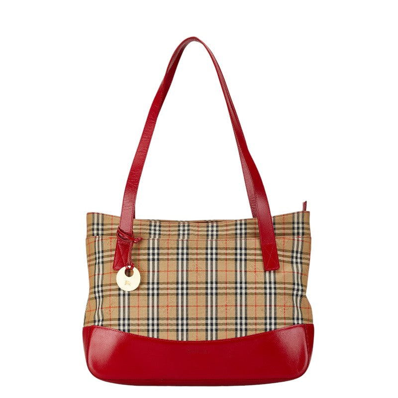 Burberry Nova Check Canvas Leather Tote Bag in Very Good Condition