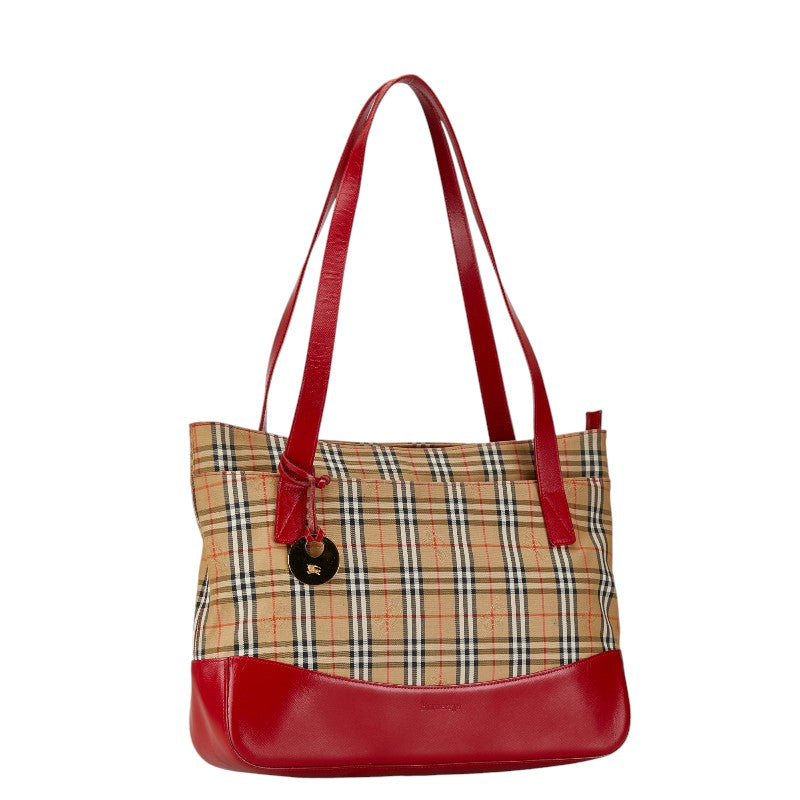 Burberry Nova Check Canvas Leather Tote Bag in Very Good Condition