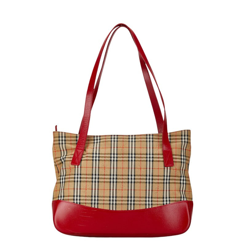 Burberry Nova Check Canvas Leather Tote Bag in Very Good Condition