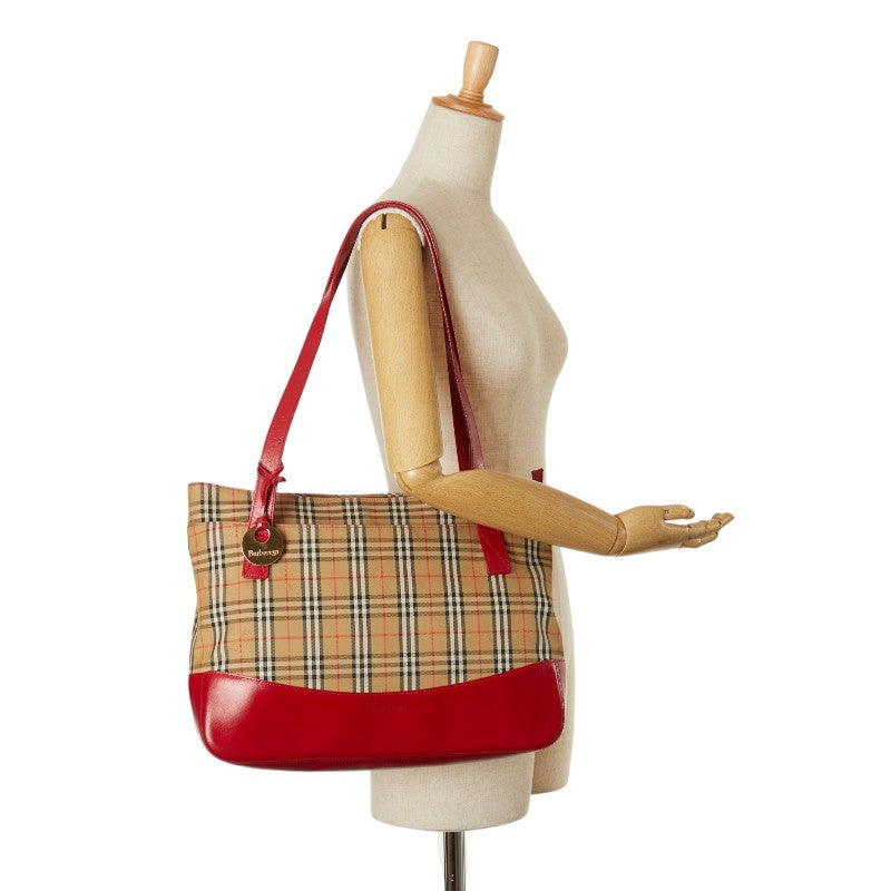 Burberry Nova Check Canvas Leather Tote Bag