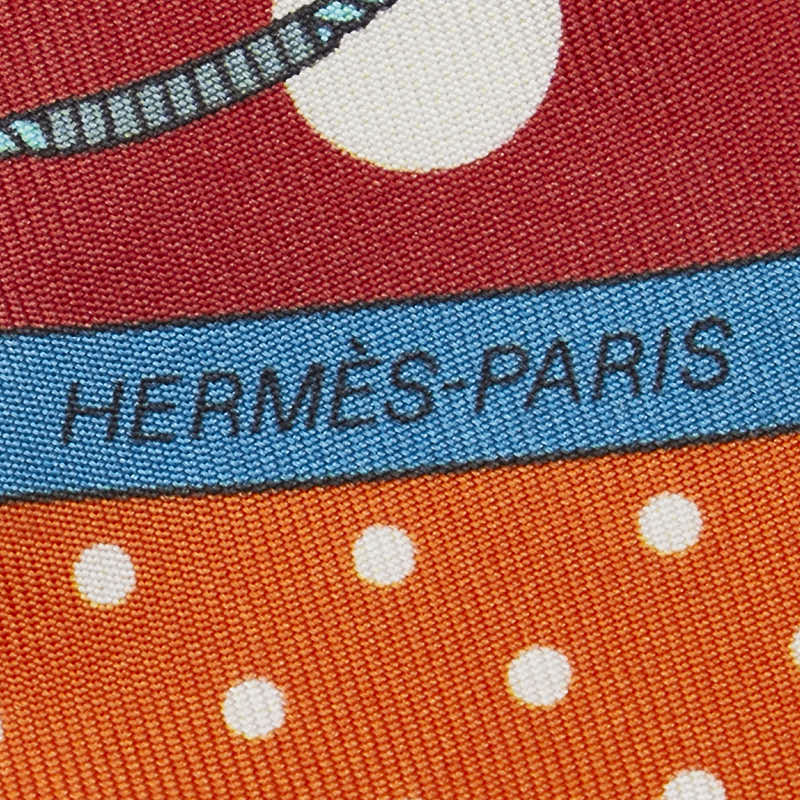 Hermes Clic Clac a Pois Dot Silk Scarf Twilly in Very Good Condition