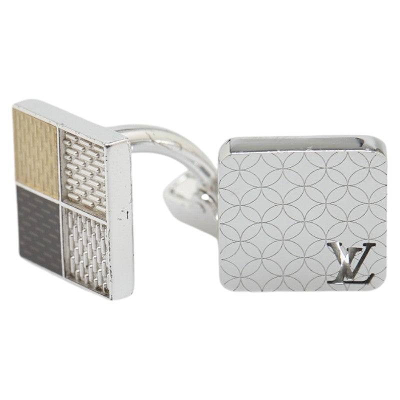 Louis Vuitton Damier Graphite Silver Cufflinks SV925 in Great Condition