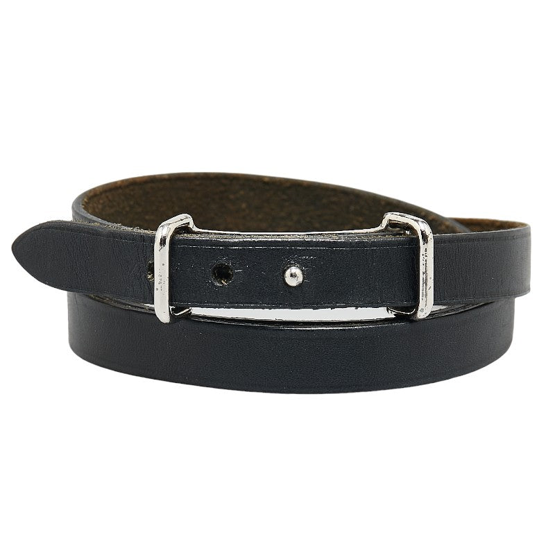 Hermes Ap2 Leather Bracelet Black Silver