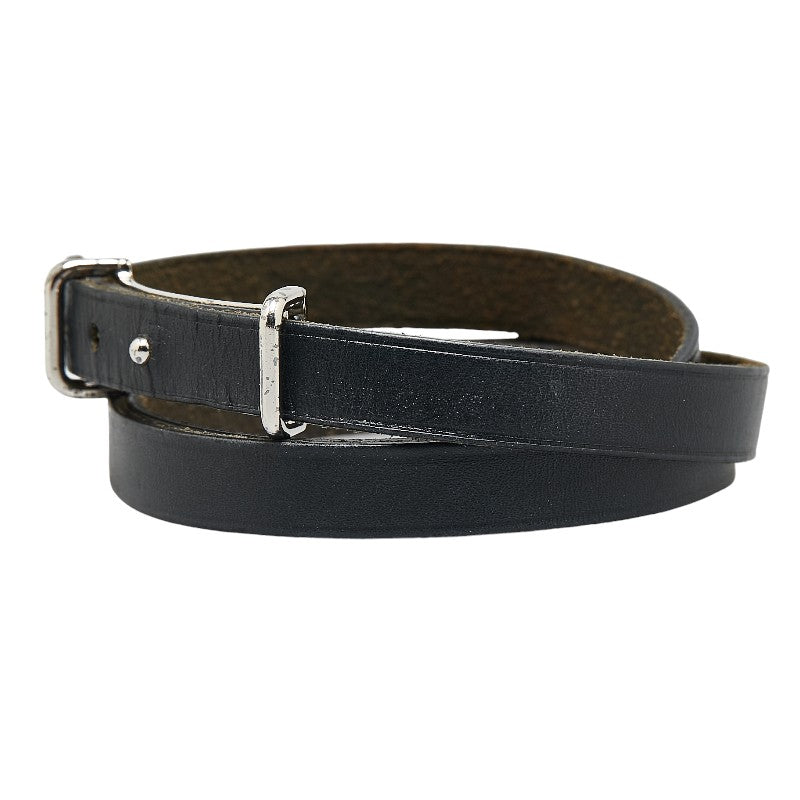 Hermes Ap2 Leather Bracelet Black Silver