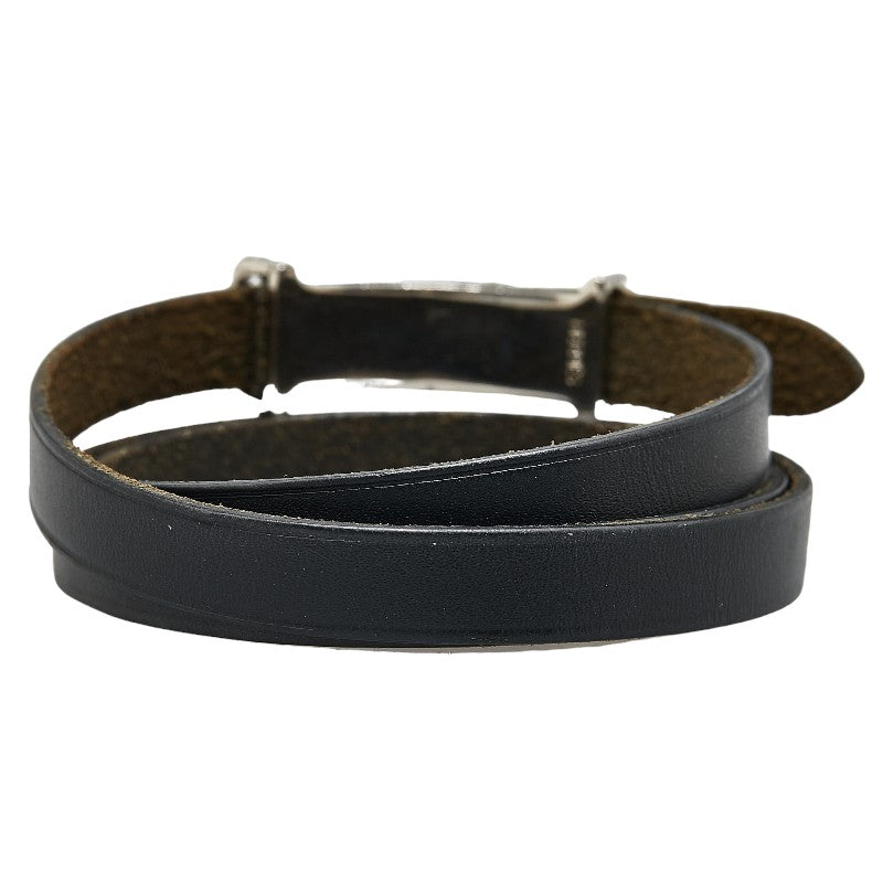 Hermes Ap2 Leather Bracelet Black Silver