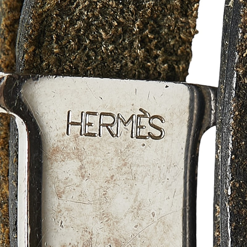 Hermes Ap2 Leather Bracelet Black Silver